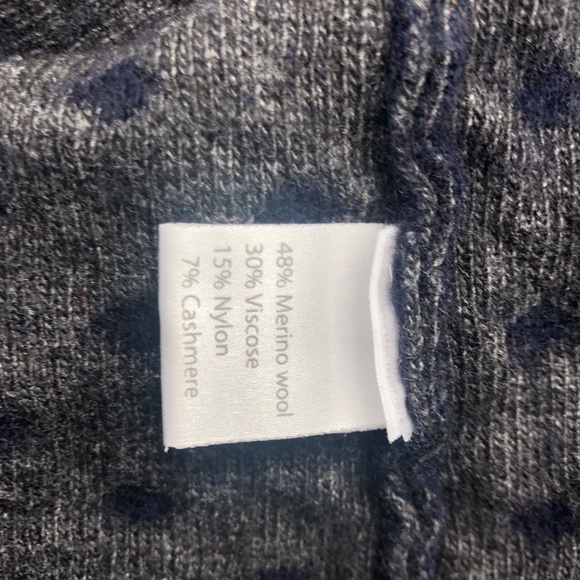 Cashmere Wool Navy & Grey Polka Dot Cozy Knit Sweater Size S - Picture 4 of 4